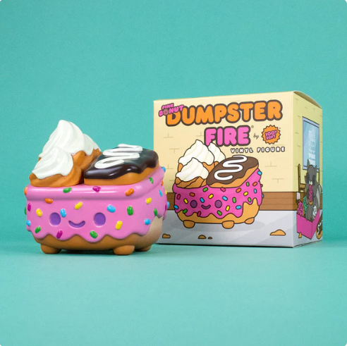 Dumpster Fire - Pink Donut Vinyl Figure by 100% Soft