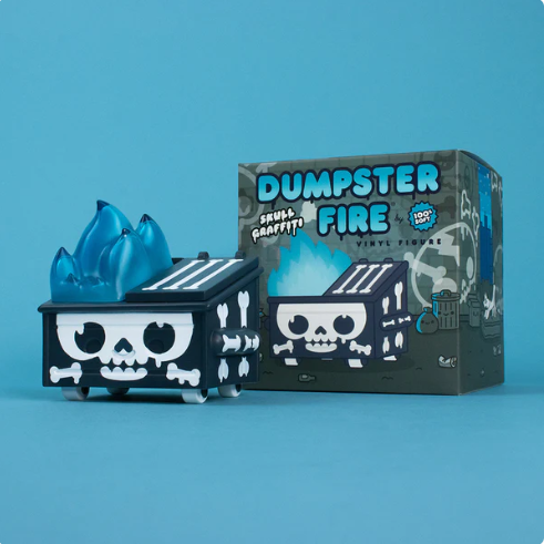 Skull Graffiti Dumpster Fire Vinyl Figure by 100% Soft