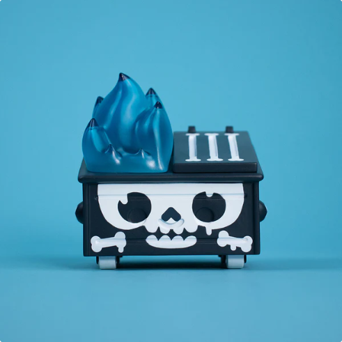 Skull Graffiti Dumpster Fire Vinyl Figure by 100% Soft