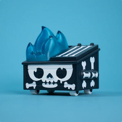 Skull Graffiti Dumpster Fire Vinyl Figure by 100% Soft