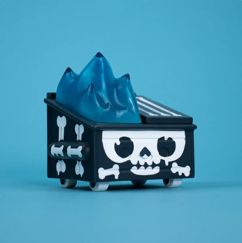 Skull Graffiti Dumpster Fire Vinyl Figure by 100% Soft